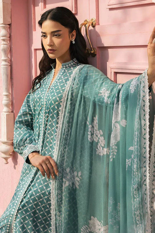 Picture of <!--cf-->Cross Stitch - Unstitched Lawn Collection - Teal Grace - Available at Raja Sahib
