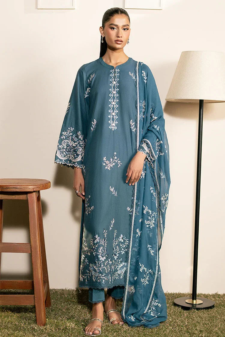 Picture of Cross Stitch - Mahiri Unstitched Embroidered Collection Vol 2 - Teal Serenity - Available at Raja Sahib