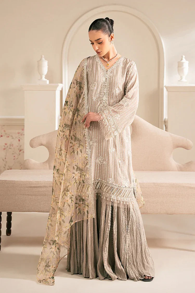 Picture of Cross Stitch - Luxe Atelier Unstitched Collection - Vulcan Mud - Available at Raja Sahib