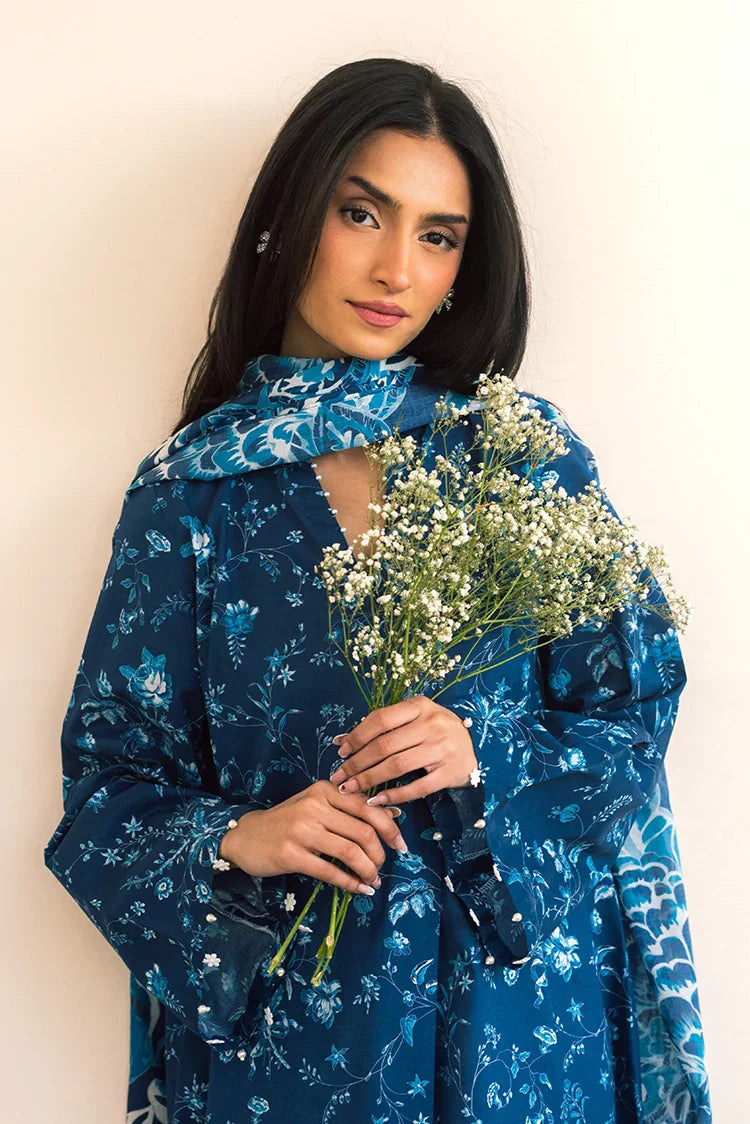 Picture of Cross Stitch - Prints Daily Lawn Collection Vol 2 - Blue Roseate - Available at Raja Sahib