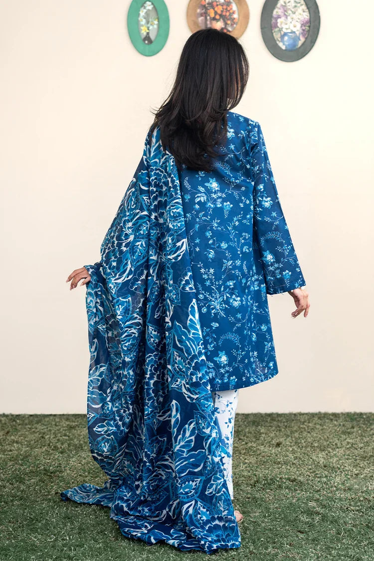 Picture of Cross Stitch - Prints Daily Lawn Collection Vol 2 - Blue Roseate - Available at Raja Sahib
