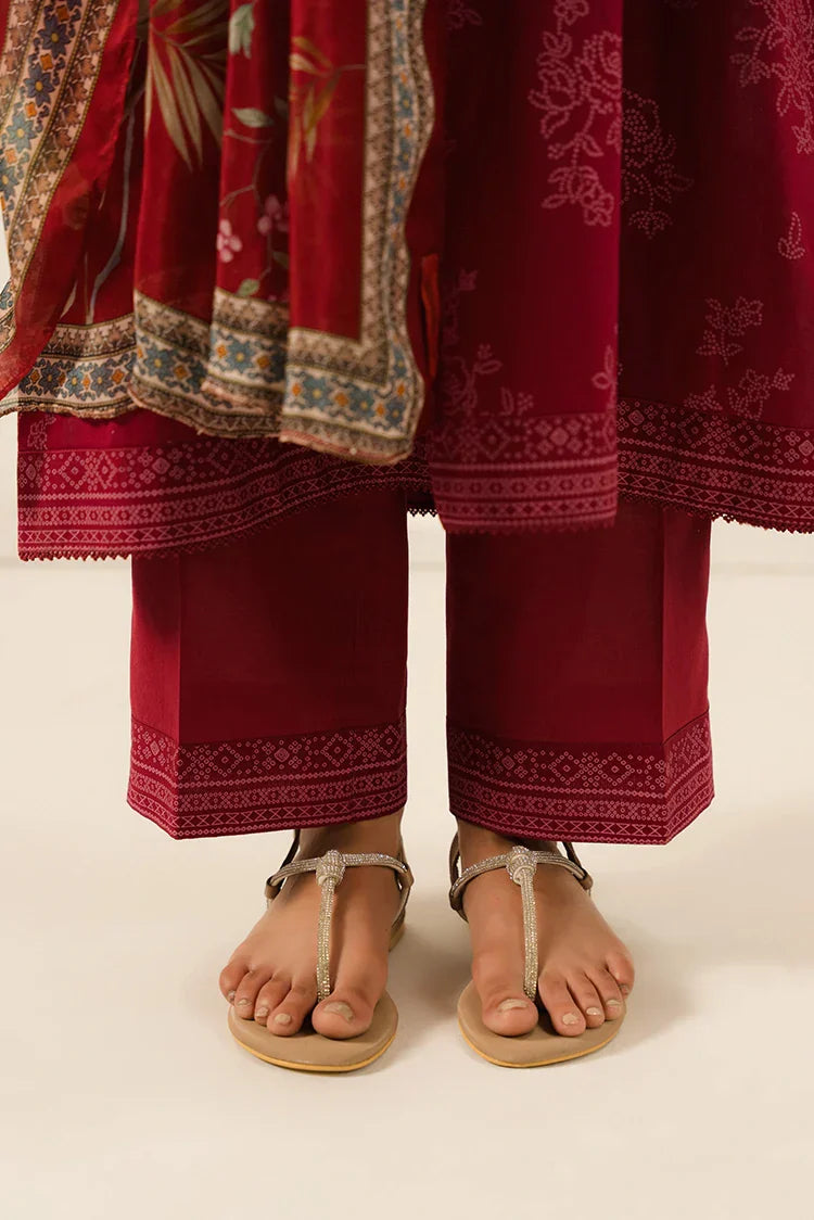 Picture of Cross Stitch - Prints Daily Lawn Collection Vol 3 - Carmine Floret - Available at Raja Sahib