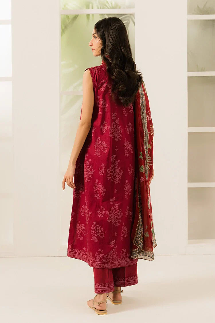 Picture of Cross Stitch - Prints Daily Lawn Collection Vol 3 - Carmine Floret - Available at Raja Sahib