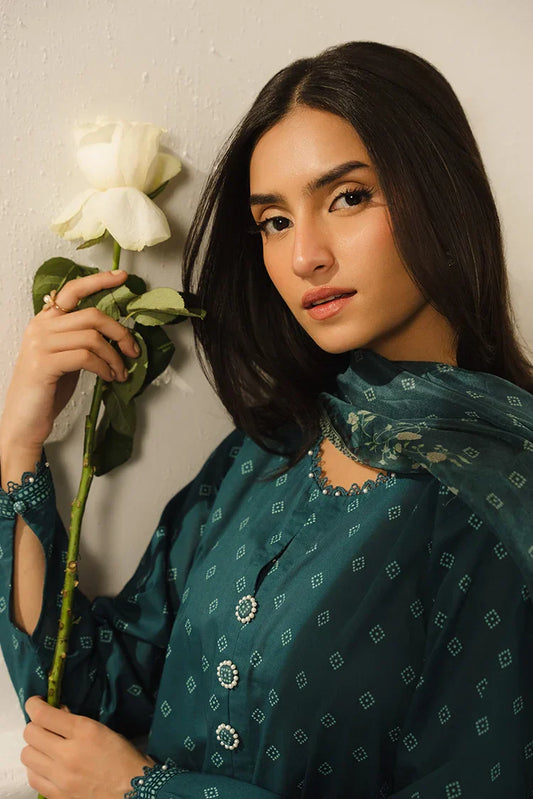 Picture of Cross Stitch - Prints Daily Lawn Collection Vol 3 - Teal Dew - Available at Raja Sahib