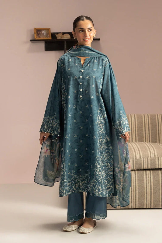 Picture of Cross Stitch - Prints Daily Lawn Collection Vol 4 - Teal Dust - Available at Raja Sahib
