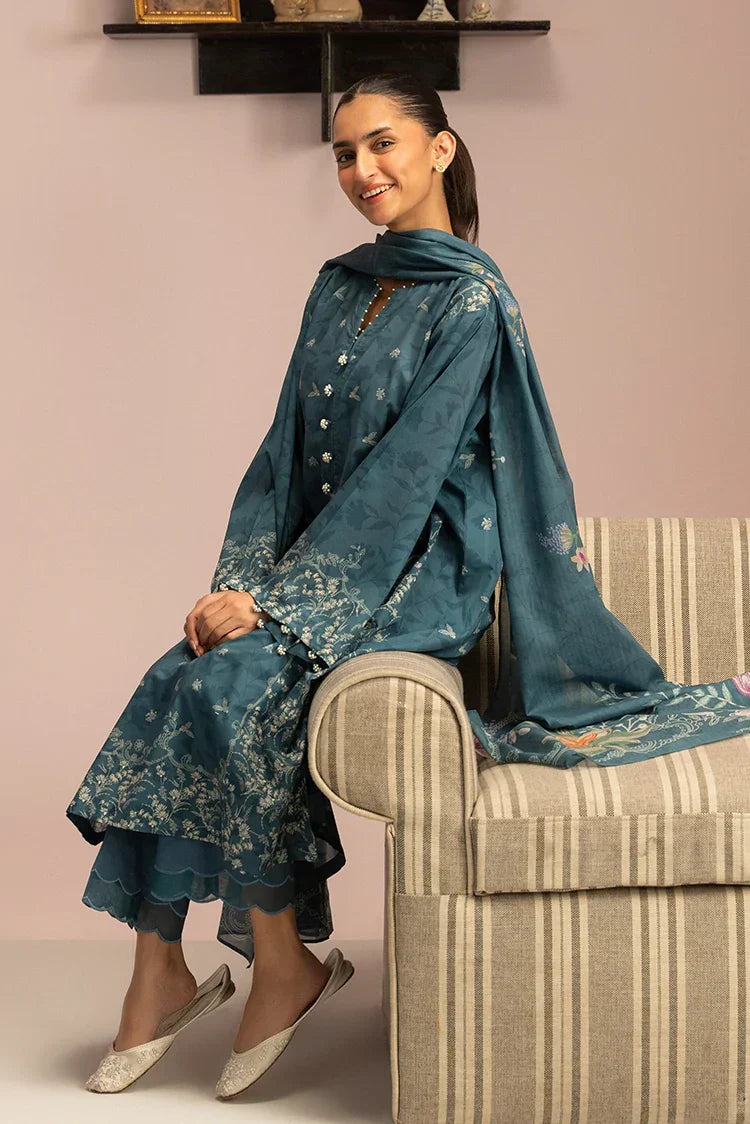 Picture of Cross Stitch - Prints Daily Lawn Collection Vol 4 - Teal Dust - Available at Raja Sahib