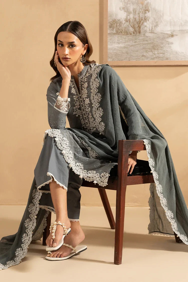 Picture of <!--d-->Cross Stitch - Mahiri Unstitched Embroidered Collection Vol 5 - Soft Graphite - Available at Raja Sahib