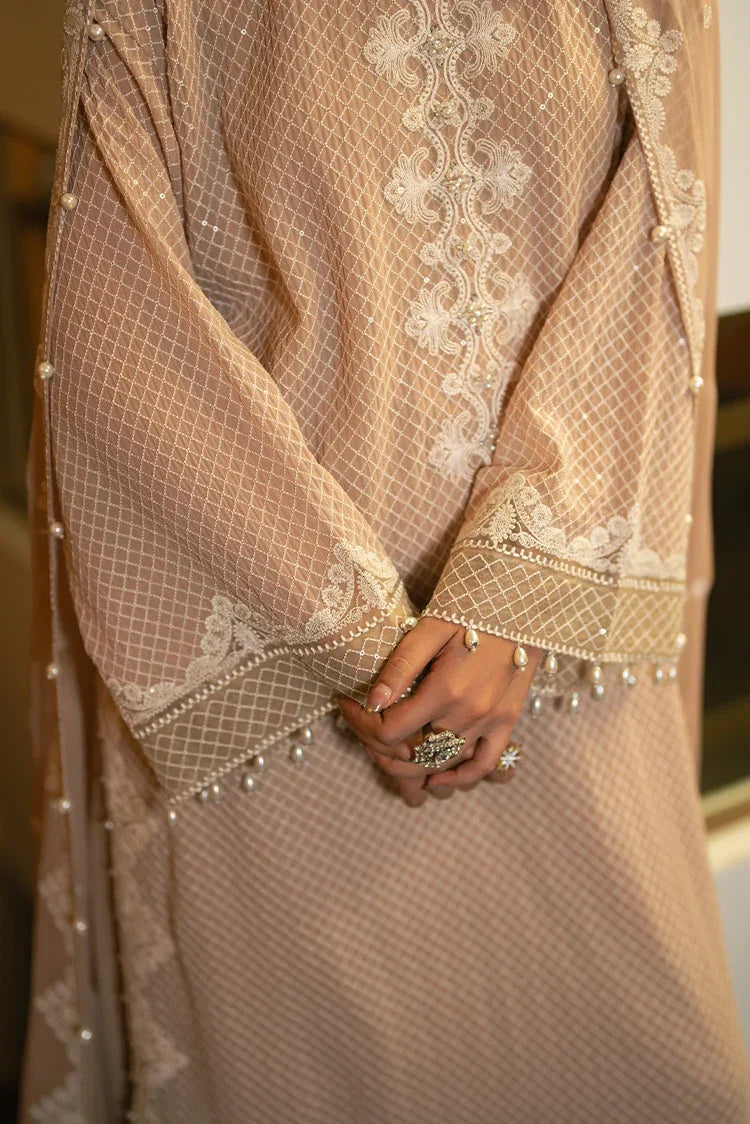 Picture of Cross Stitch - Embroidered Chiffon Edit Vol 1 - Gilded Beige - Available at Raja Sahib