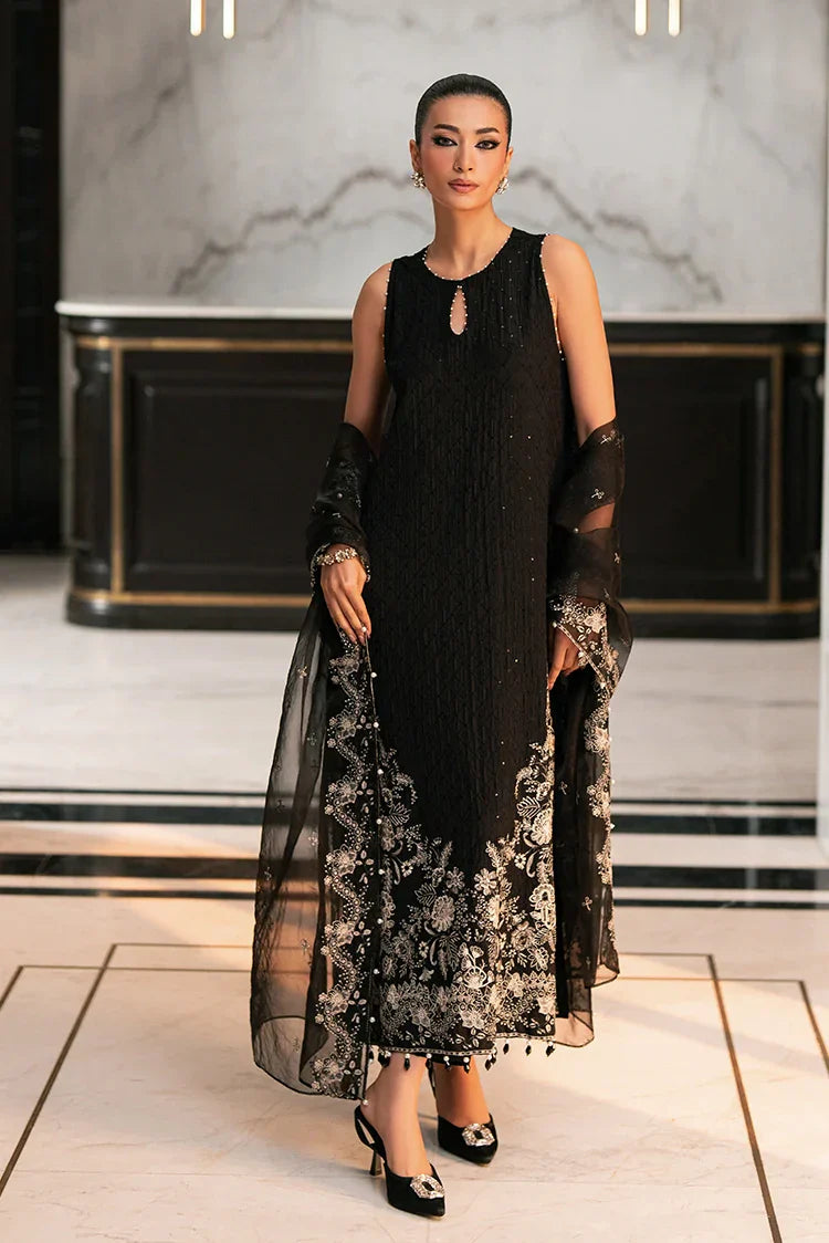 Picture of Cross Stitch - Embroidered Chiffon Edit Vol 1 - Charcoal Void - Available at Raja Sahib