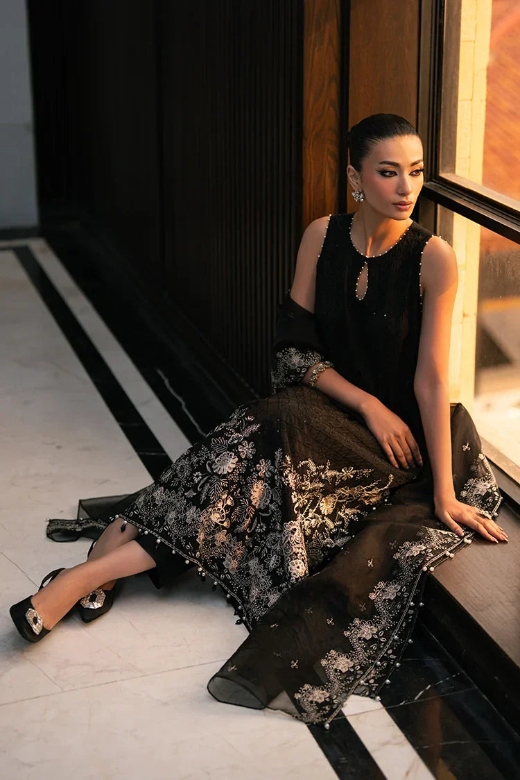 Picture of Cross Stitch - Embroidered Chiffon Edit Vol 1 - Charcoal Void - Available at Raja Sahib