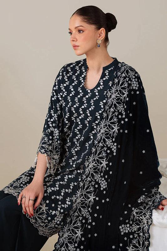 Cross Stitch - 3 PC Silk Embroidered Suit - Tropical Teal