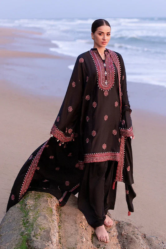 Picture of Cross Stitch - Premium Unstitched Cotton Satin - Raven Folk - Available at Raja Sahib