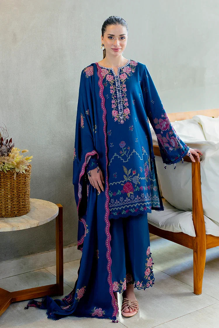 Picture of Cross Stitch - Premium Unstitched Cotton Satin - Ink Bloom - Available at Raja Sahib