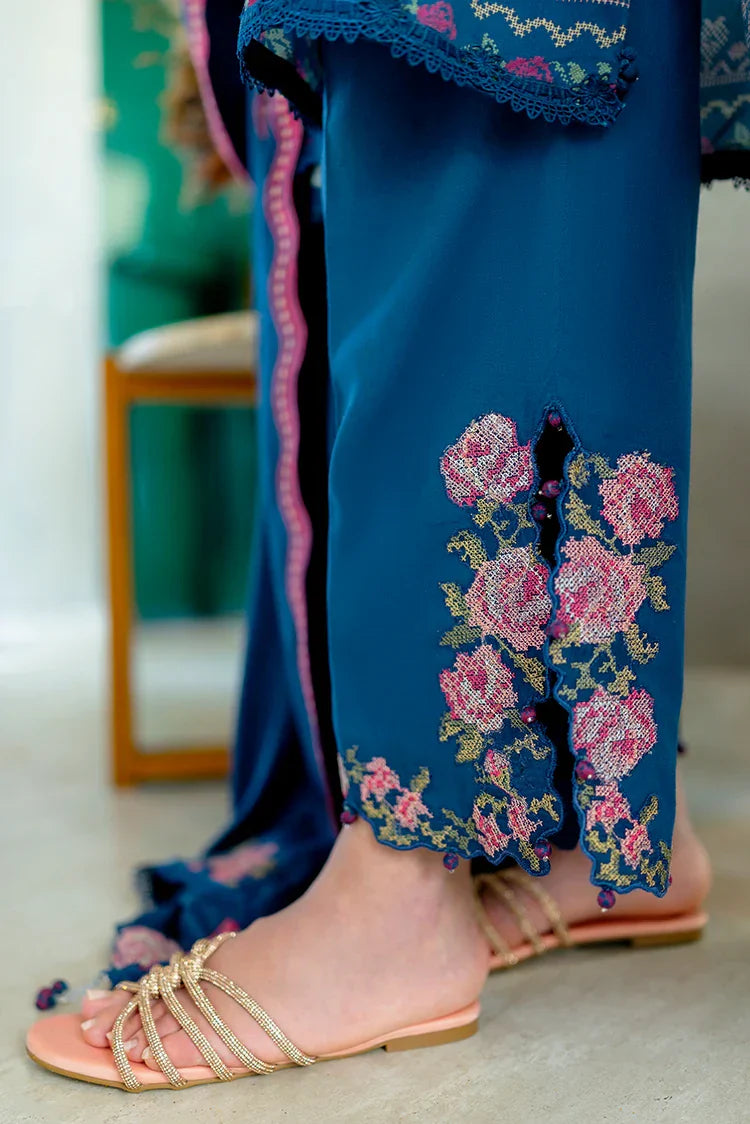 Picture of Cross Stitch - Premium Unstitched Cotton Satin - Ink Bloom - Available at Raja Sahib