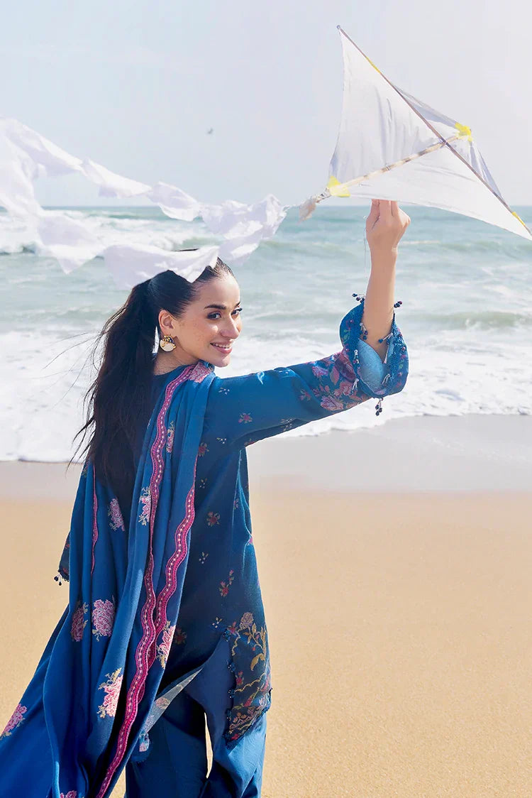 Picture of Cross Stitch - Premium Unstitched Cotton Satin - Ink Bloom - Available at Raja Sahib