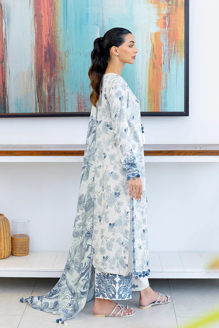 Picture of Cross Stitch - Premium Unstitched Cotton Satin - Whimsical Teal - Available at Raja Sahib