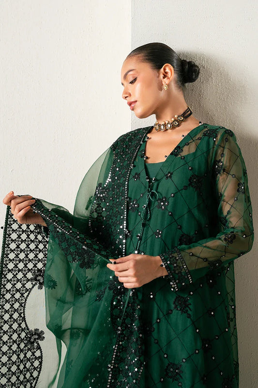 Cross Stitch - Embroidered Chiffon Edit - 4 Piece - Emerald Dream