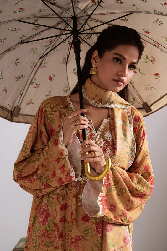 Picture of Cross Stitch - Unstitched Winter Collection - Mustard Orchid - Available at Raja Sahib
