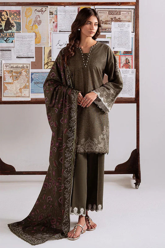 Picture of Cross Stitch - Unstitched Winter Collection - Olive Charm - Available at Raja Sahib