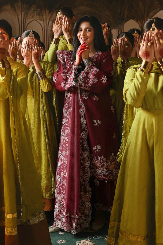 Cross Stitch - Unstitched Premium Eid Lawn - Crimson Drape