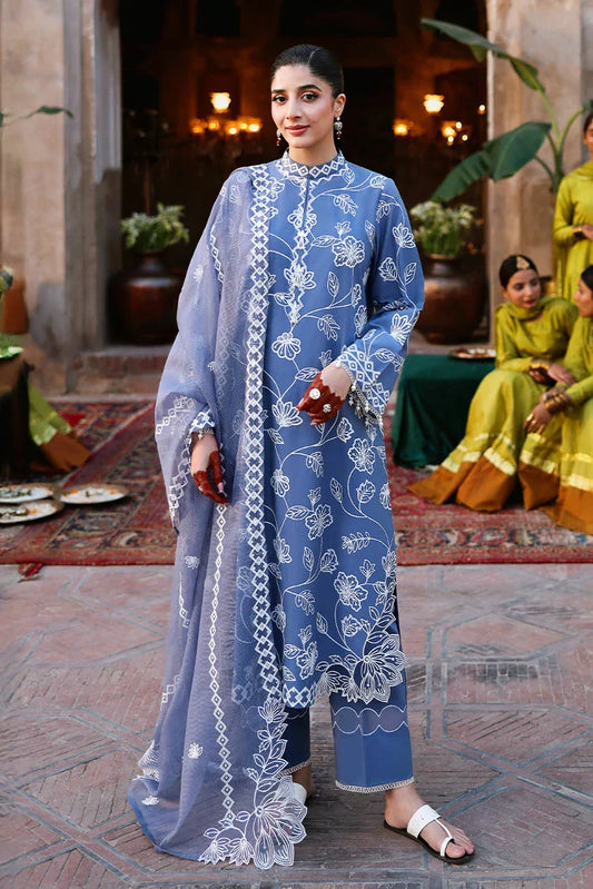 Cross Stitch - Unstitched Premium Eid Lawn - Ethnic Blue