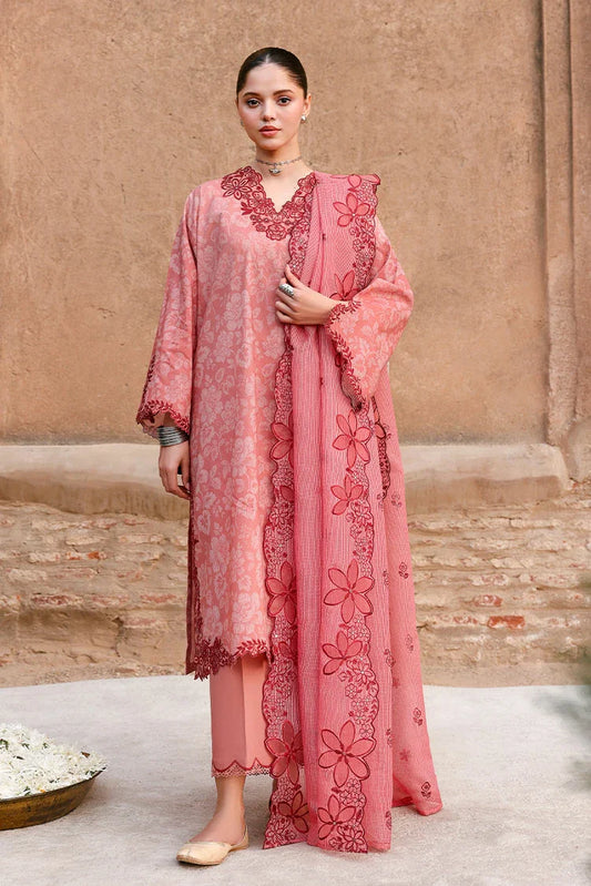 Cross Stitch - Unstitched Premium Eid Lawn - Peach Atelier