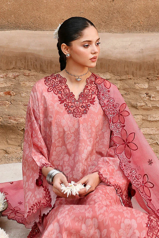 Cross Stitch - Unstitched Premium Eid Lawn - Peach Atelier