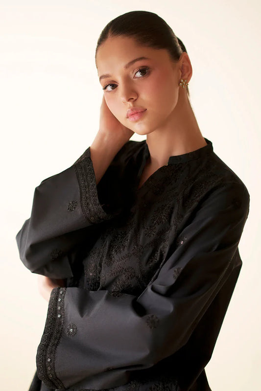 Cross Stitch - Eternal Black Embroidered Cambric Shirt