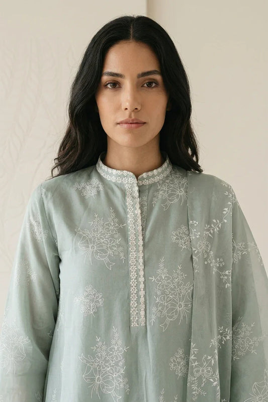 Cross Stitch - Daily Unstitched Printed Lawn Vol 3 - Green Essence