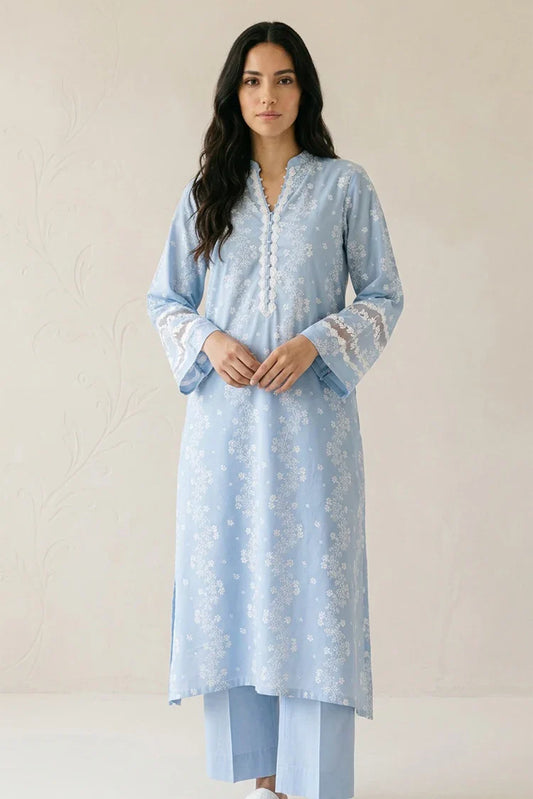 Cross Stitch - Daily Unstitched Printed Lawn Vol 3 - Ethereal Blue