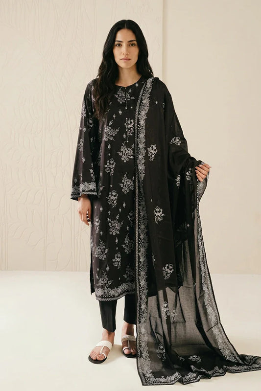 Cross Stitch - Daily Unstitched Printed Lawn Vol 3 - Phantom Black