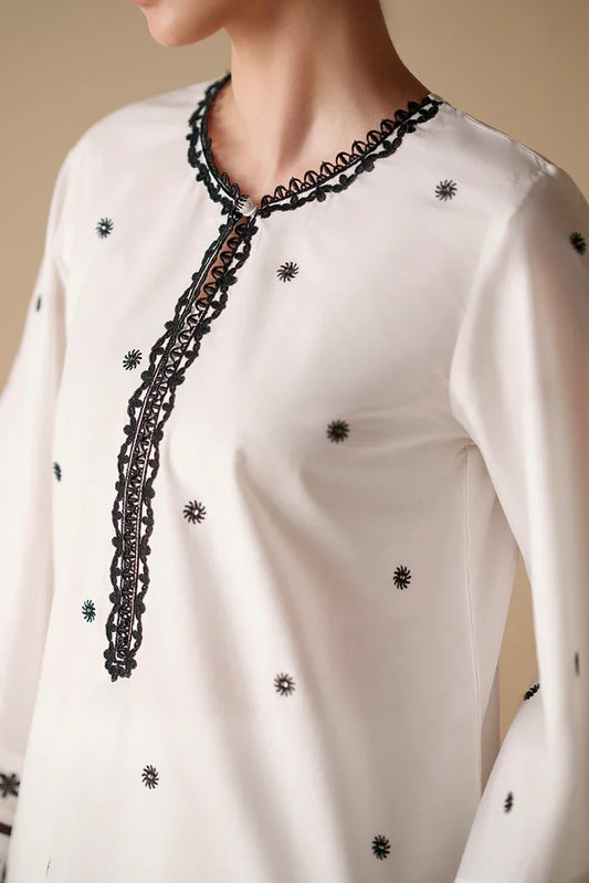 Cross Stitch - Lunar Ivory Embroidered Cambric Shirt