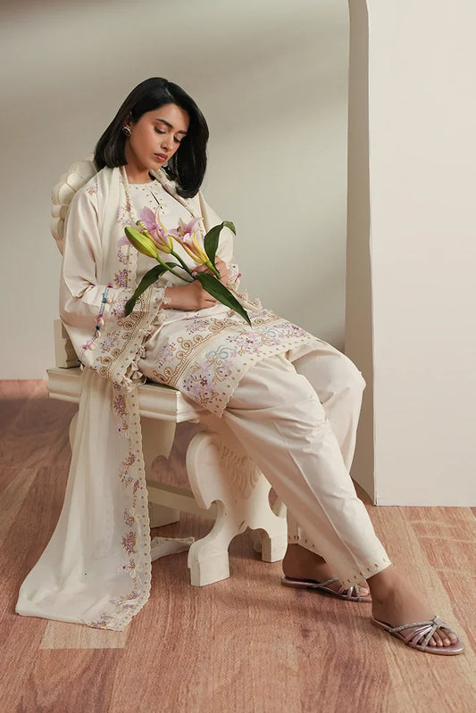 Cross Stitch - Embroidered Lawn Edit Vol 5 - Ivory Mosiac