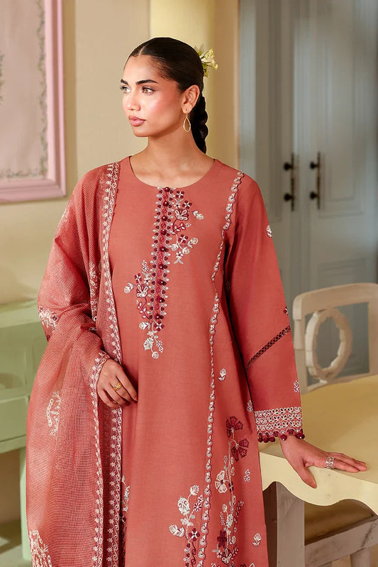Cross Stitch - Unstitched Premium Lawn Vol 3 - Faded Rust