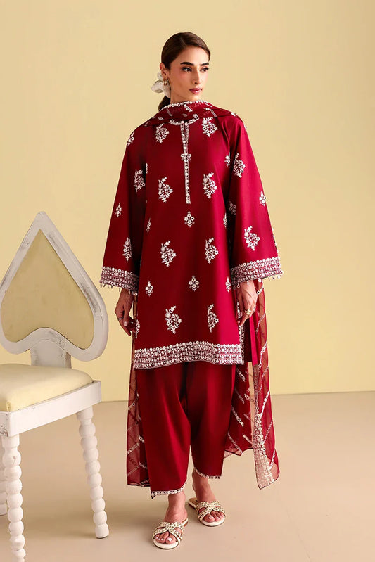 Cross Stitch - Unstitched Premium Lawn Vol 3 - Royal Garnet