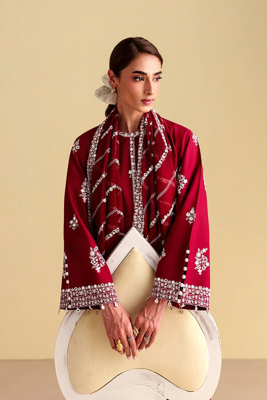 Cross Stitch - Unstitched Premium Lawn Vol 3 - Royal Garnet
