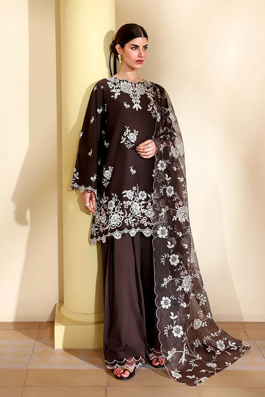 Cross Stitch - Unstitched Premium Lawn Vol 3 - Sepia Dark