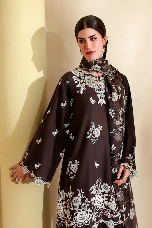 Cross Stitch - Unstitched Premium Lawn Vol 3 - Sepia Dark