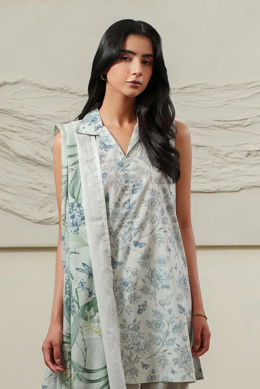 Cross Stitch - Printed Lawn Suit - 3 Piece - Gray Horizon