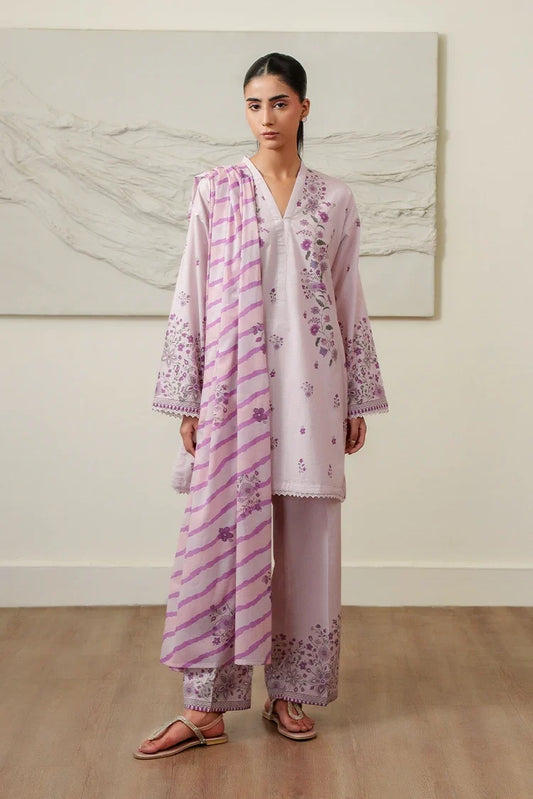 Cross Stitch - Printed Lawn Suit - 3 Piece - Spring Lilac