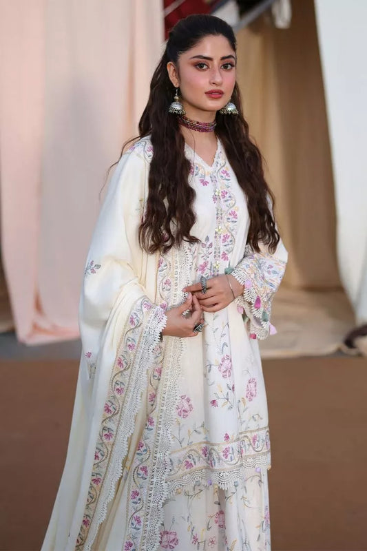 Cross Stitch - Alabaster Bloom Khaddar Embroidered Suit - 3 Piece
