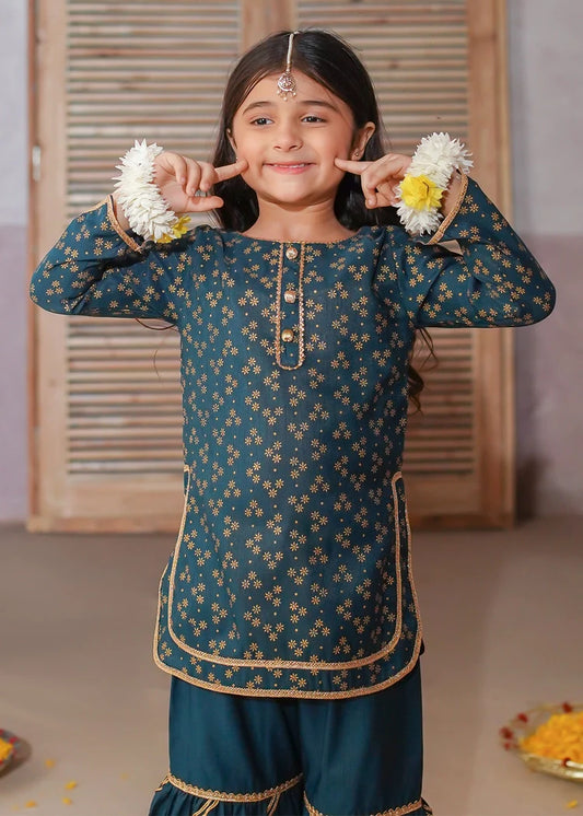 Modest - 3 Piece Printed Rawsilk Gharara