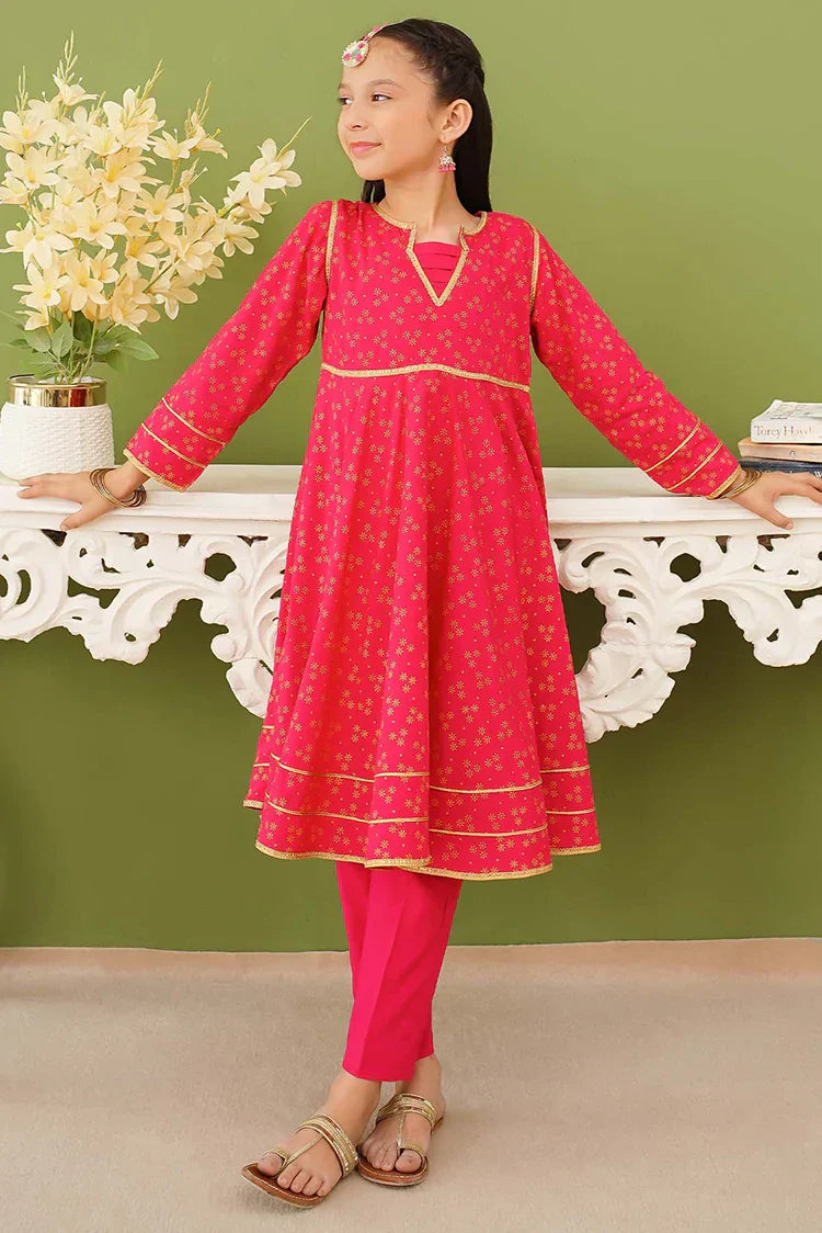 Modest - 3 Piece Pink Linen Printed Suit