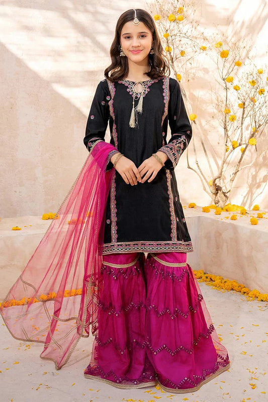 Modest - Meethi Eid - Rawsilk Embroidered 3 Pc Gharara