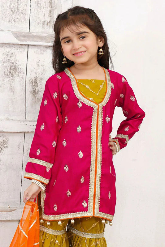 Modest - 3 Piece Rawsilk Embroidered Gharara