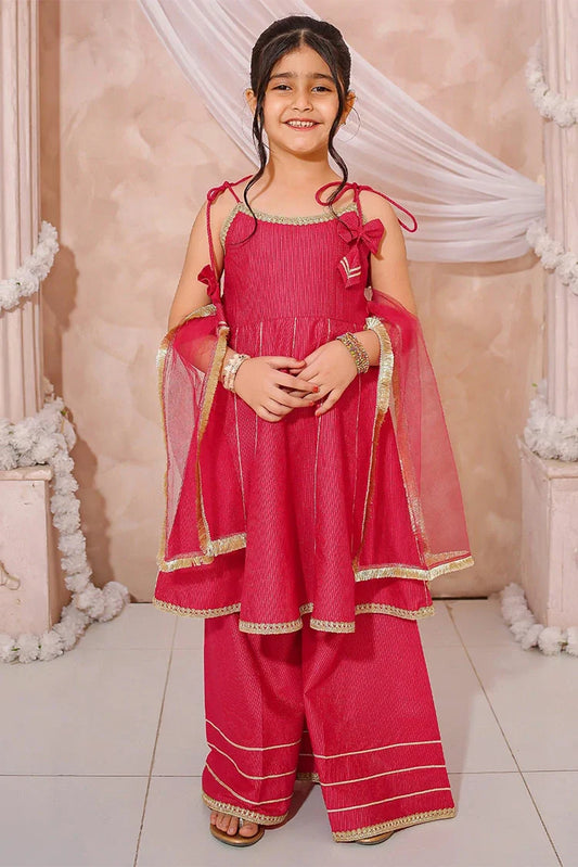 Modest - Girls Embroidered Maysuri Sharara - 3 Piece