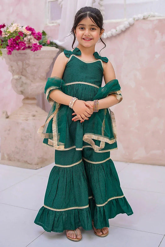 Modest - Embroidered Cotton Lawn Gharara - 3 Piece