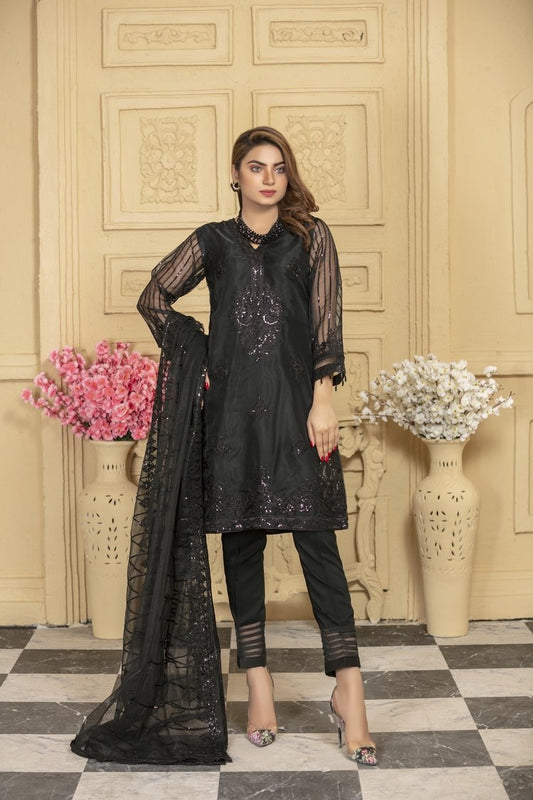 Ellena - 3-PC Stitched Organza Suit