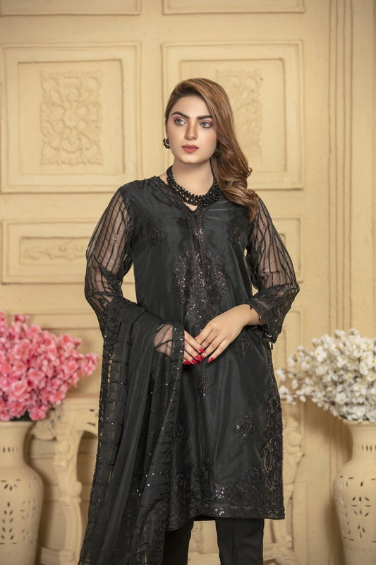 Ellena - 3-PC Stitched Organza Suit