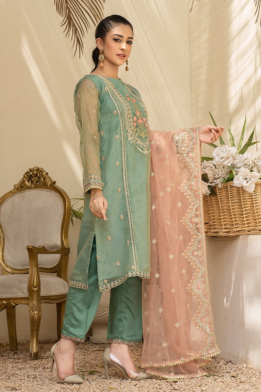 Ellena - 3-PC Stitched Organza Suit